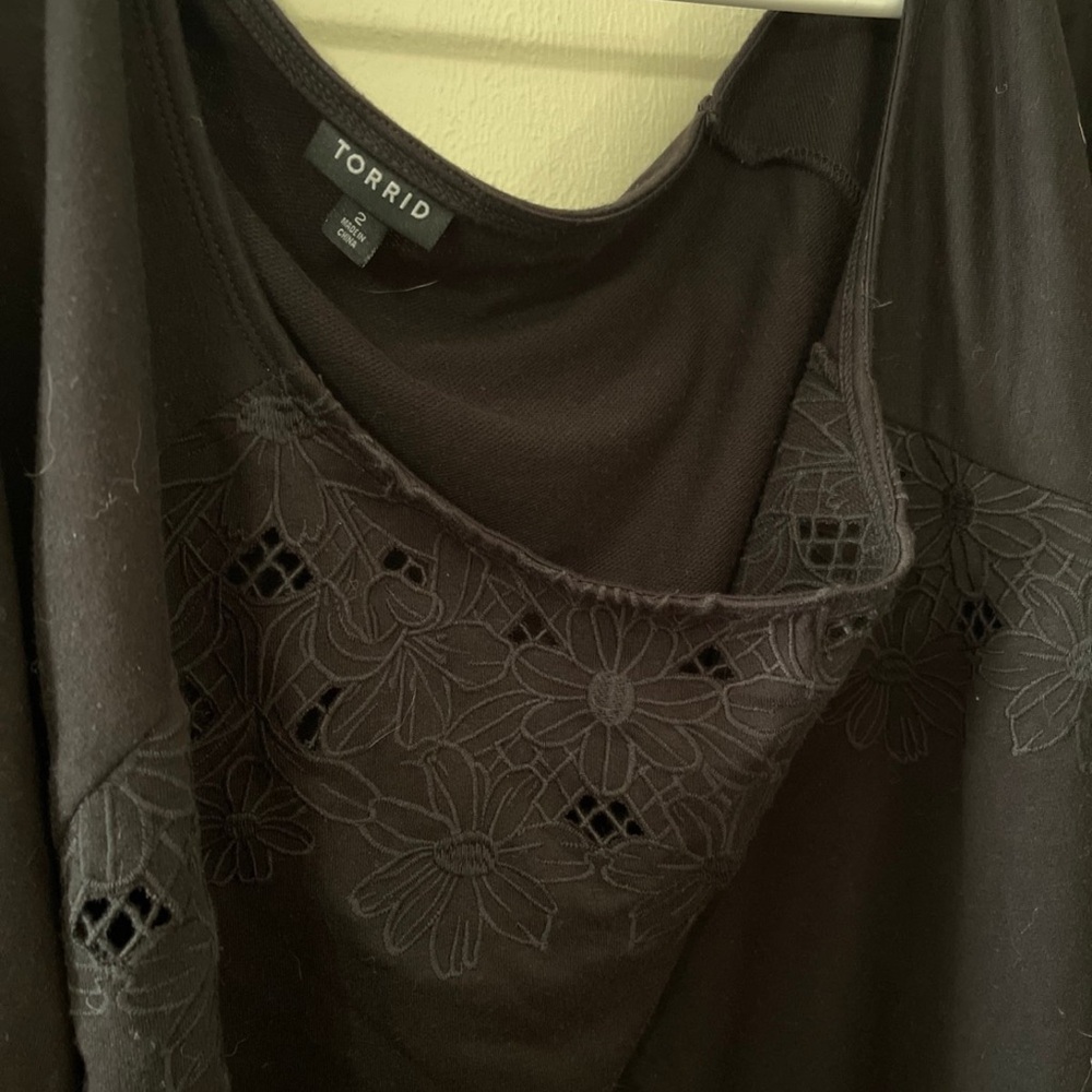Torrid Black Floral off the shoulder top